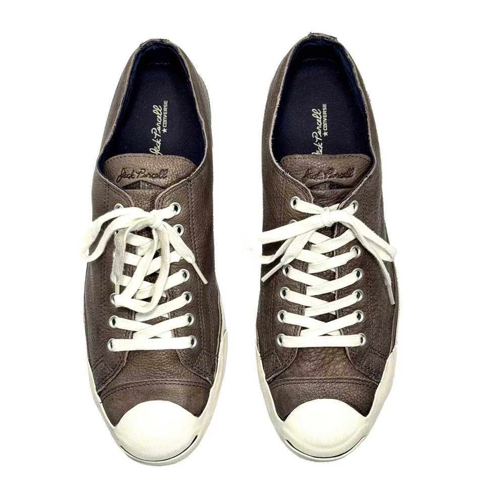Converse Jack Purcell LP Leather Sneakers Mens 12 Gray Brown Low Top Classic